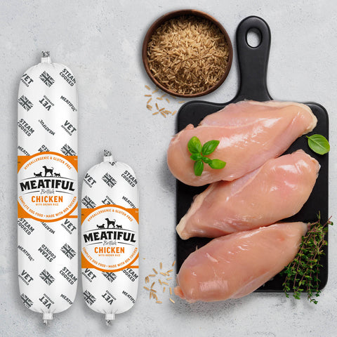 British Chicken with Brown Rice 320g - Meatiful - ONE WOOF CLUB