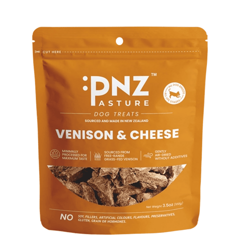 Cheese and Venison Dog Treats 100g - PNZ Pasture - ONE WOOF CLUB